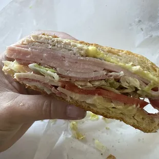 Cuban (6") Special with lettuce &amp; tomatoes (Half shown)