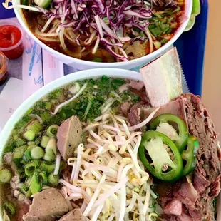 Bun Bo Hue (top) &amp; Soupreme Pho