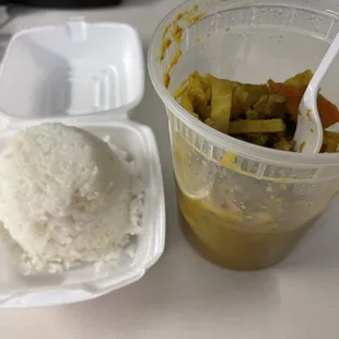 Beef curry and rice.