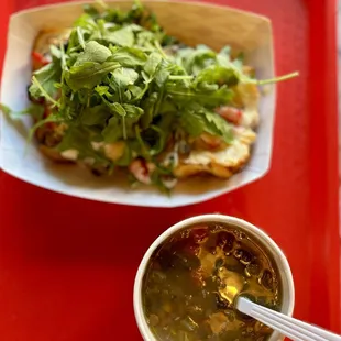 Portobello sandwich and lentil and chard soup