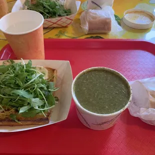 Spinach feta soup and portobello mushroom sandwich (combo)