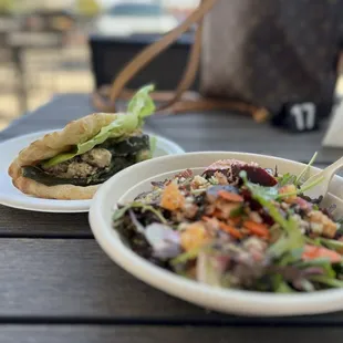 Salad and tuna sandwich