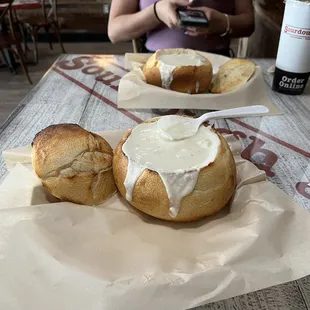 New England Clam Chowder Bread Bowl Soup