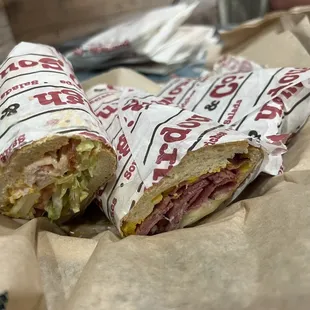Pepper turkey and pastrami sandwiches