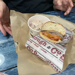 Brisket sandwich with spicy coleslaw