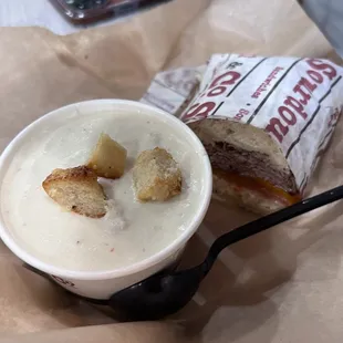 New England Clam Chowder and half the 6&quot; brisket sandwich