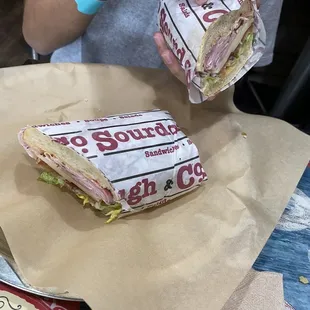 Ham and bacon sandwich