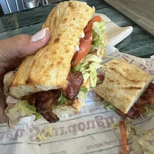 Plenty of all of the ingredients, and the bread is so good!