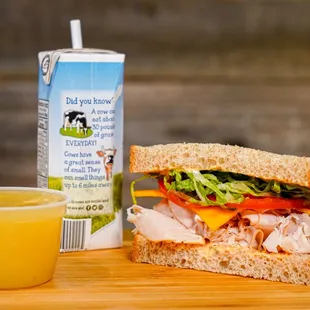 a sandwich and a drink