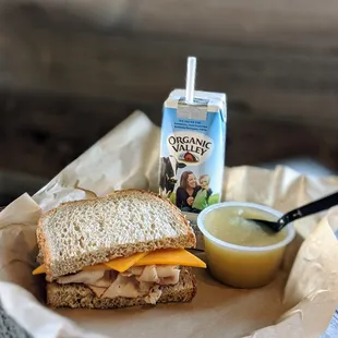 a sandwich and a drink