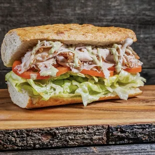 Garlic pesto turkey sandwich