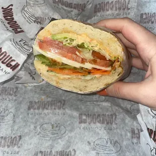 Veggie sandwich with mozzarella