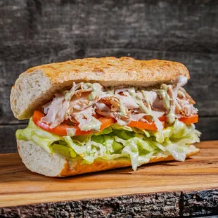 a sandwich on a cutting board