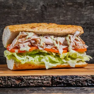 a sandwich on a cutting board