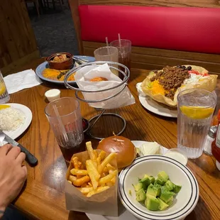 a table full of food