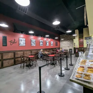 Inside, counter and seating