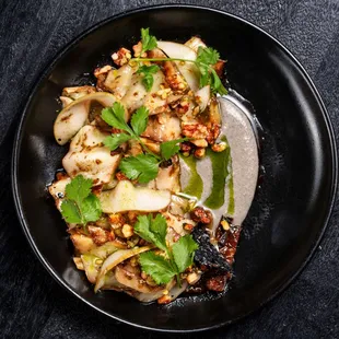 JERK CABBAGE
pickled apple, shallot-coconut cream, candied walnuts, habanero, lime