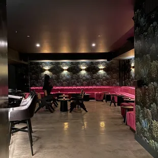 the interior of a modern restaurant