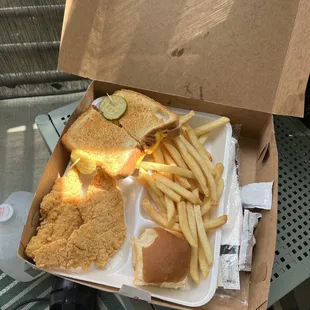 Chicken tender plate &amp; grilled cheese