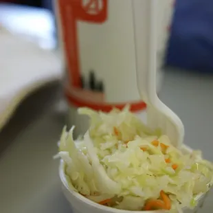 coleslaw - no mayo, but somehow has lots of olive oil.