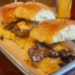 two sandwiches on a tray