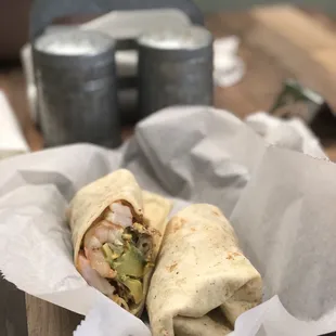 Spicy Shrimp Burrito (no lettuce, add avocado)