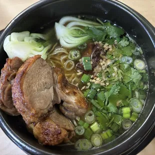 Roasted duck noodle soup