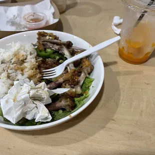 I had the spicy sticky chicken.