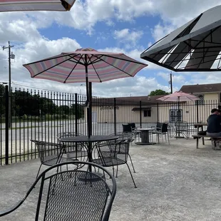 tables and umbrellas