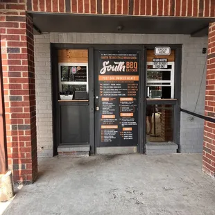 the entrance to the restaurant