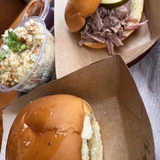 1/2 lb. Chopped Brisket Sandwich with Tangy Pickles