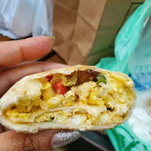 Breakfast wrap with sweet plantains in it!