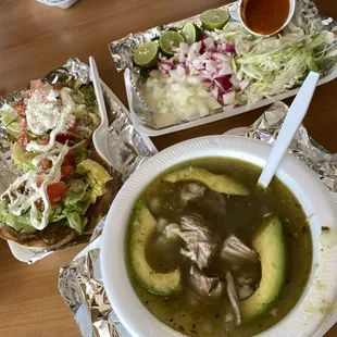 Comsume, complete with toppings and tostadas on the side!