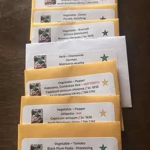 My requests from the Seed Library