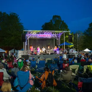 Enjoying the bands under the stars at the SC Strawberry Festival.