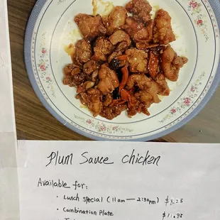 Plum sauce chicken advert.