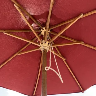 a closeup of a red umbrella
