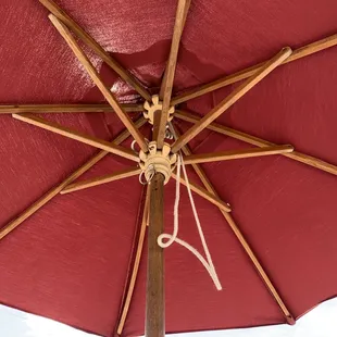 a closeup of a red umbrella