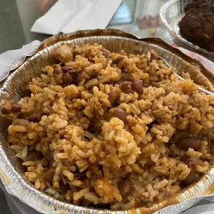 a bowl of rice and beans
