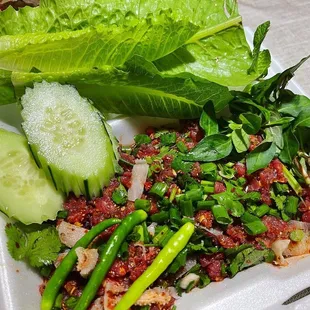 Raw bitter beef Laab- So authentic