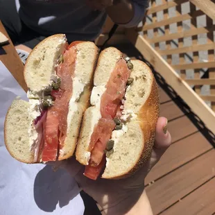 Smoked salmon bagel