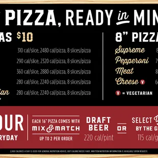 Our current menu as of November 2018.