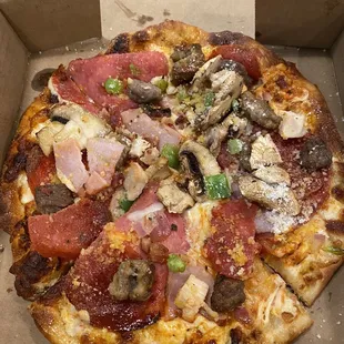 8 inch Meat Supreme Pizza with veggies. Yum!