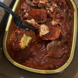 ows a close up of the dish