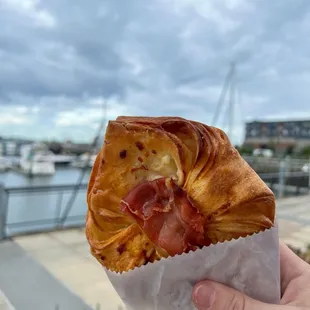 Prosciutto, honey, and goat cheese danish