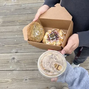 choco chip cookie, latte, and blackberry pistachio scone. LOVE!!!!!!