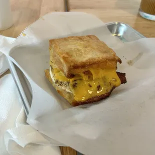 Bacon Egg cheese sandwich with biscuit.