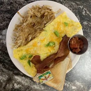 3 egg Omelette (this particular one has sausage, shredded cheese, bell pepper and onion) create your own @south Fork