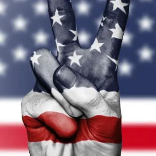 a hand with the american flag painted on it