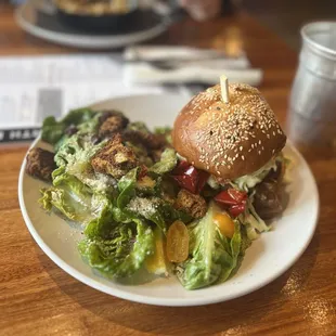 Bbq brisket burger and black garlic Caesar